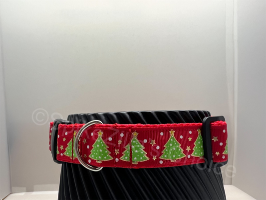 Large 1" Christmas Trees on Red